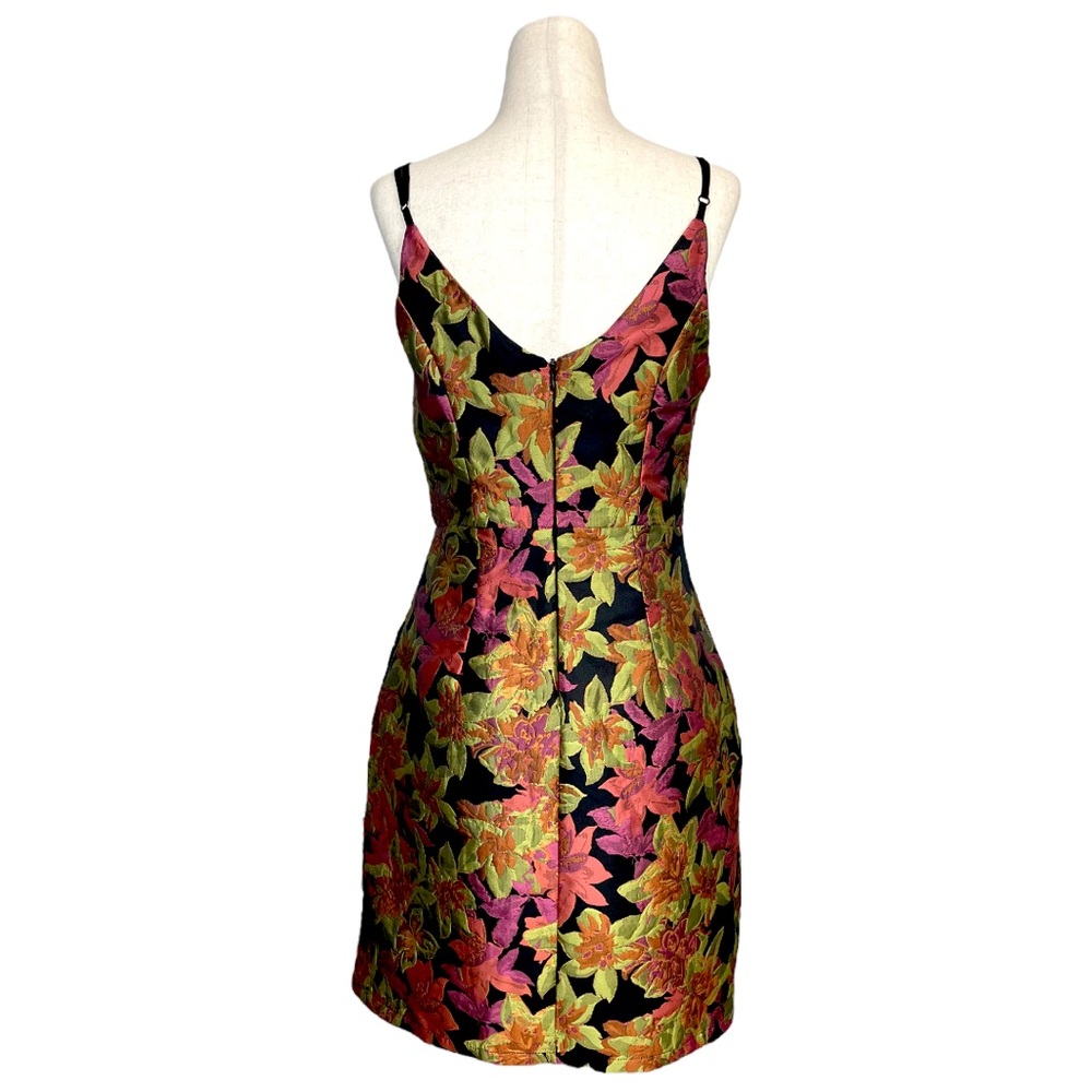 NWT Lulu’s Ready for Festivities Black Multi Floral Jacquard Mini Dress Size Sm - Picture 9 of 16